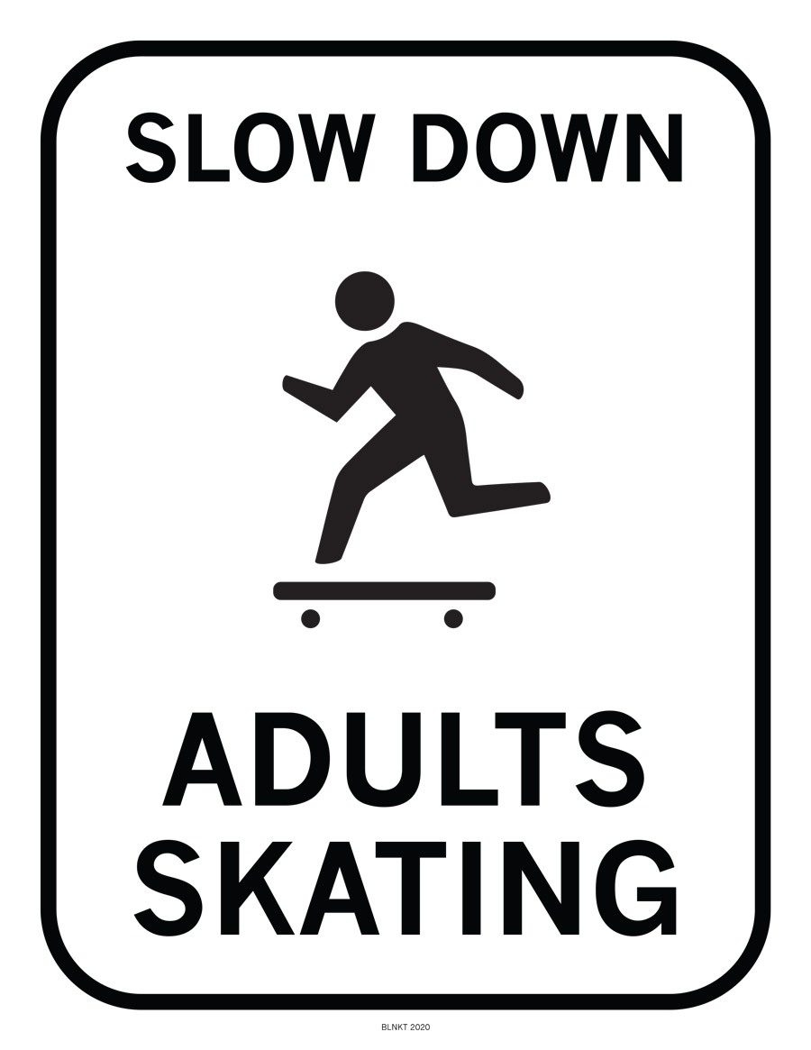 Slow Down Adults Skating Postcard