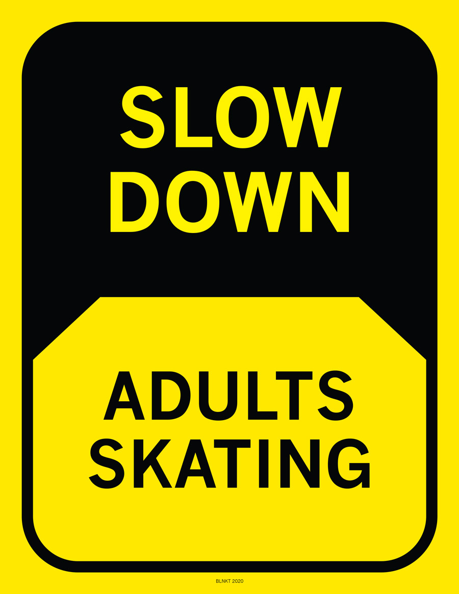 Slow Down Adults Skating Postcard