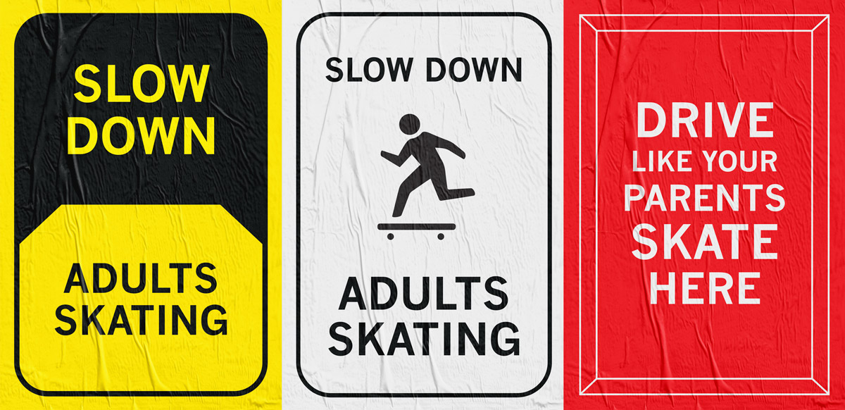 Slow Down Adults Skating Postcards