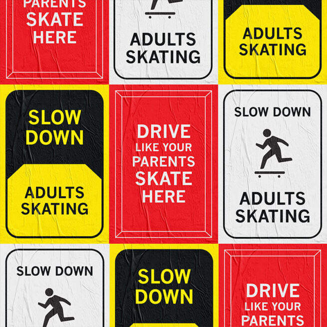 Slow Down Adults Skating Postcards